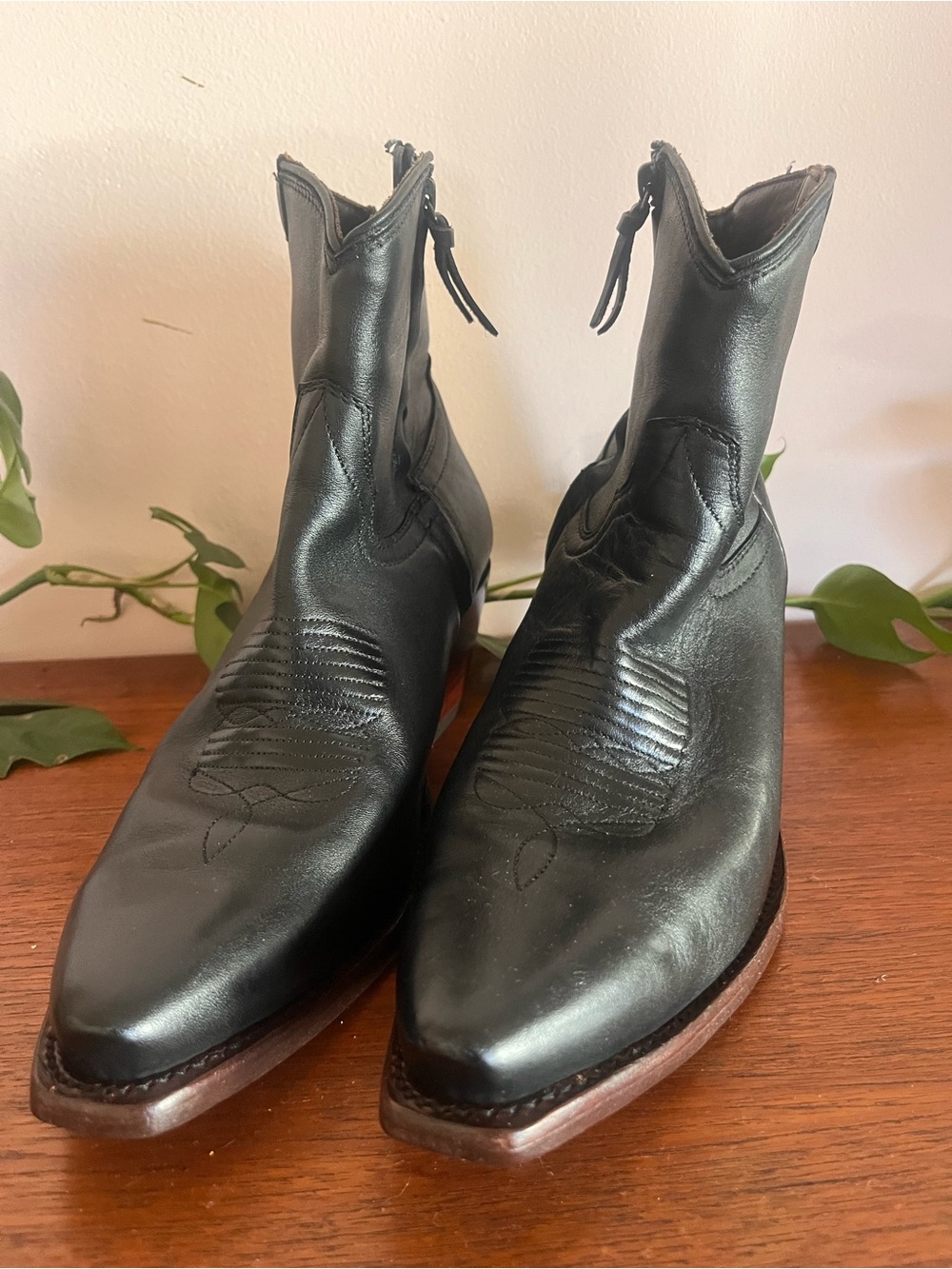 Tecovas Black Leather Western Daisy Boots Handmade